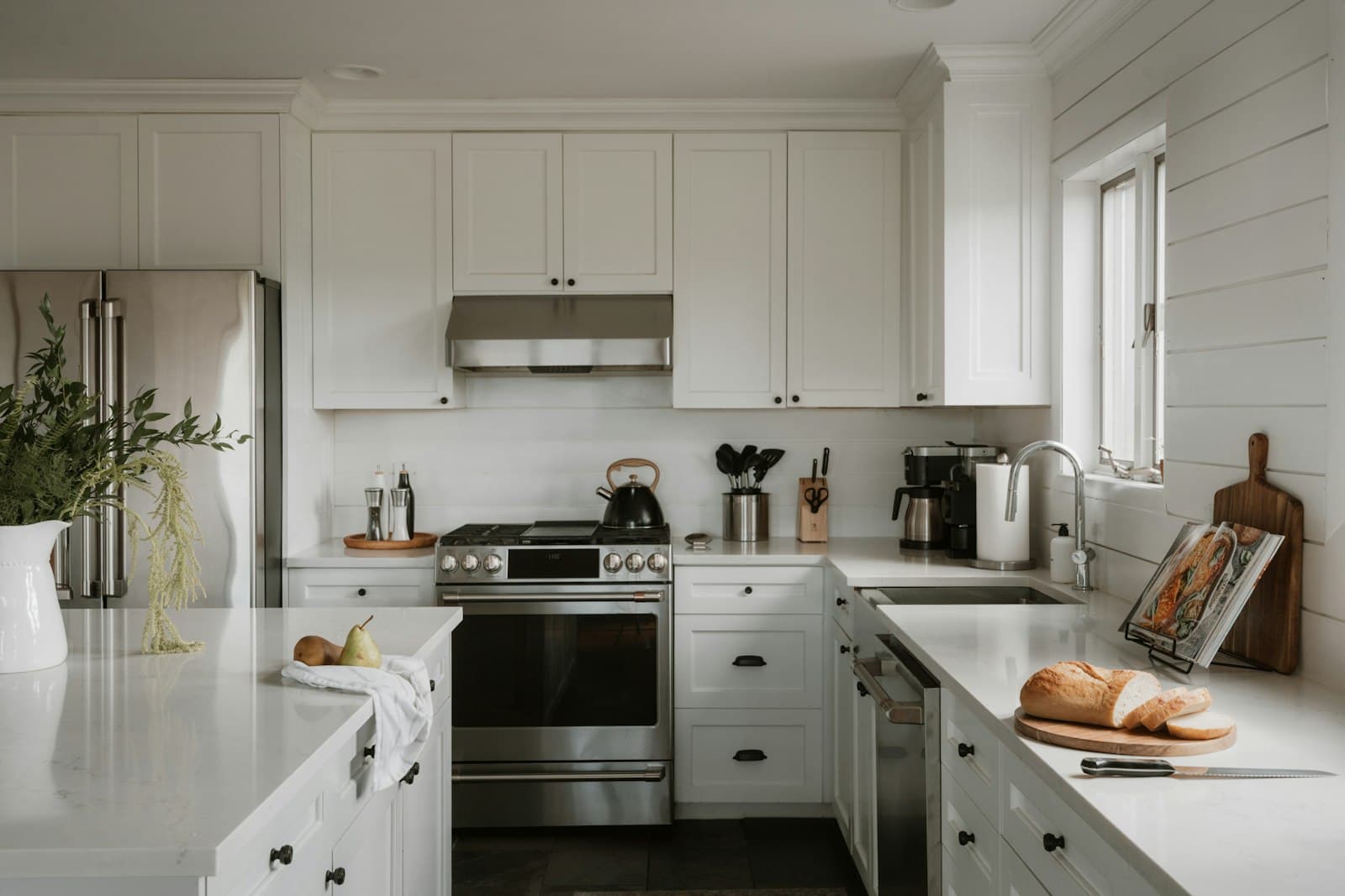 A bright modern kitchen with small appliances